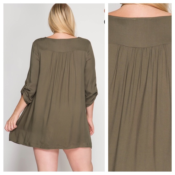 🦋MAKE AN OFFER!🦋 Olive Dress With Pockets - Picture 2 of 2